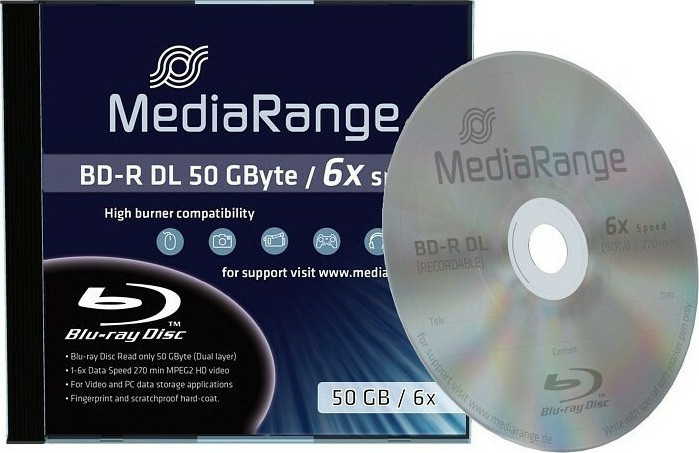 MediaRange Εγγράψιμο BD R 6x Dual Layer 50GB 1τμχ MR506 Skroutz gr