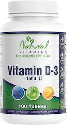 Natural Vitamins Vitamins D-3 Витамин 1500иу 100 Таблетки