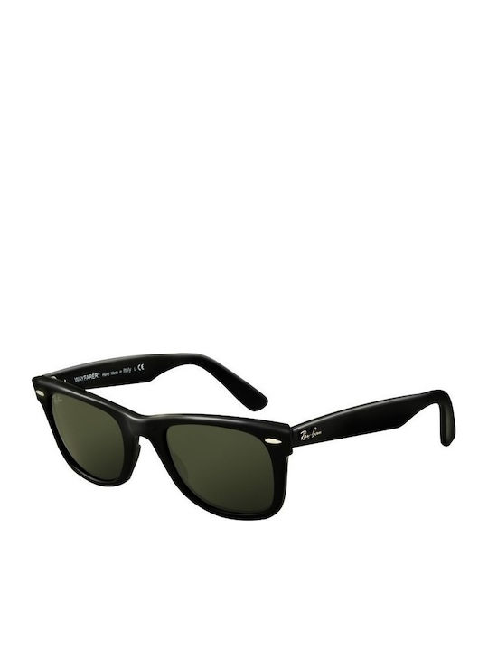 Ray Ban Wayfarer Слънчеви очила с Черно Пластмасов Рамка и Зелен Леща RB2140 901