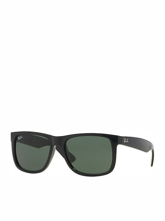 Ray Ban Justin Sunglasses with Black Plastic Frame and Green Lens RB4165 601/71