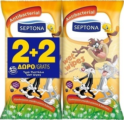 Septona Υγρά Μαντήλια για Χέρια (2+2) 4x15τμχ