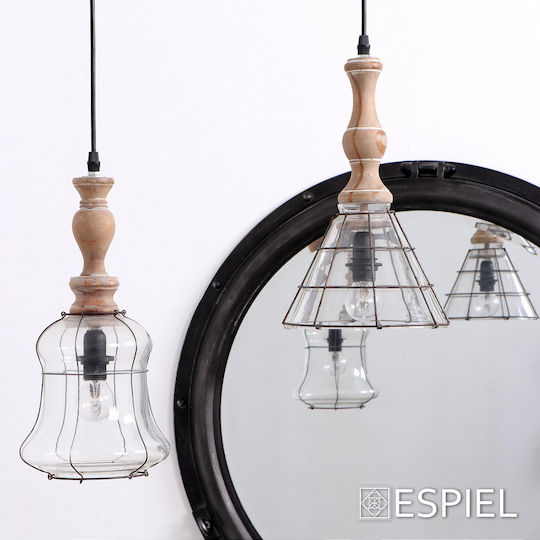 Espiel Κρεμαστό Φωτιστικό Γκρι 17x17εκ.