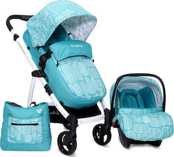 Cangaroo Rachel 3 in 1 Adjustable 3 in 1 Baby Stroller Suitable for Newborn Turquoise 9.10kg 103524