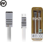 WK Flat USB 2.0 to micro USB Cable Silver 1m (Blaze)