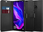 Spigen Wallet Δερματίνης Saffiano Black (Huawei P30 Lite)