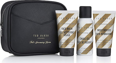 Ted Baker Men's Moisturizing Travel Cosmetic Set Ted's Grooming Room Travel Suitable for All Skin Types with Shaving Foam / Face Cream / Toiletry Bag 75ml