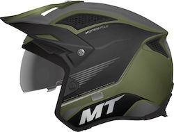 MT District SV Jet Helmet with Sun Visor DOT / ECE 22.05 1200gr Post B6 Matt Green