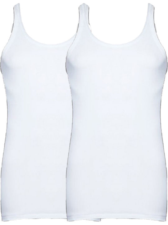 Minerva 90-10902 Men's Sleeveless Undershirts White 2Pack