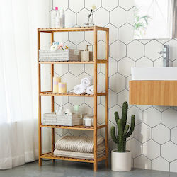 Songmics Επιδαπέδια Ραφιέρα Μπάνιου Bamboo με 4 Ράφια 60x26x130cm Καφέ
