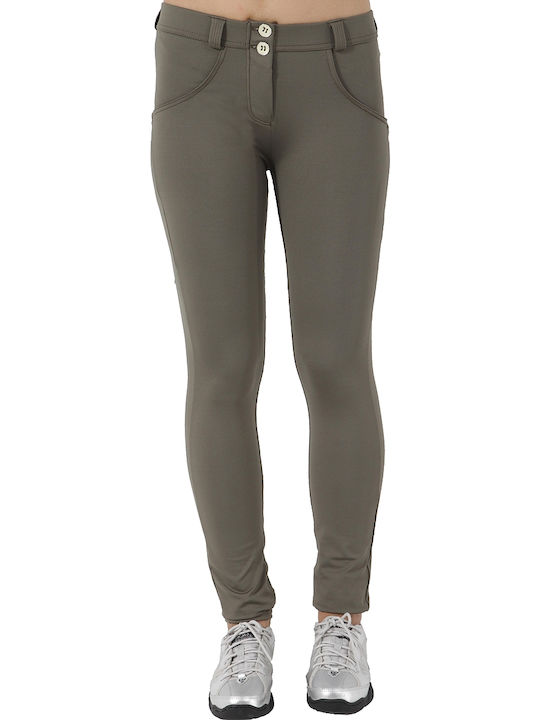 Freddy Wr.Up Skinny Women's Fabric Trousers Push-up in Skinny Fit Khaki