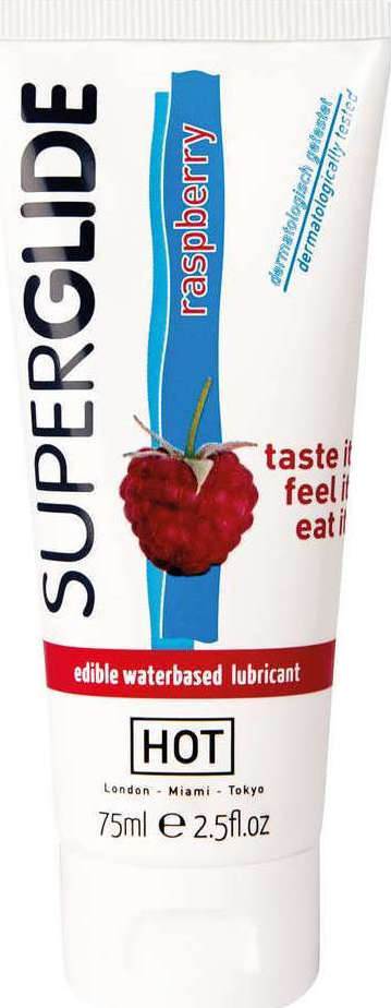 HOT Superglide Edible Water Based Lubricant Λιπαντικό Gel Raspberry 75ml Skroutz gr