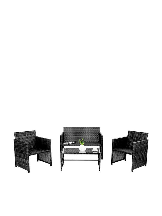 Outdoor Living Room Set with Pillows BSP1090 Black 4pcs