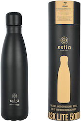 Estia Travel Flask Save Aegean Μπουκάλι Θερμός Matte Black 500ml