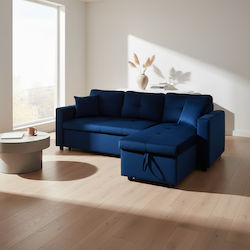 Wayne Γωνιακός Καναπές Κρεβάτι Βελούδινος 224x147x85εκ.