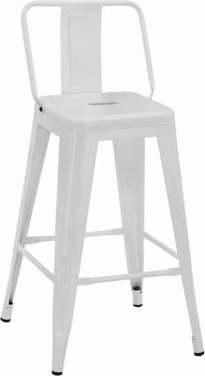 Metallischer Gartenhocker Melita Weiß Matt 42x42x89,5cm