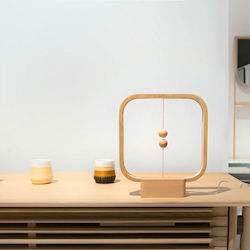 Allocacoc Heng Balance Lamp Square Ξύλινο Πορτατίφ με Μπεζ Καπέλο και Βάση