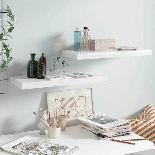 Shelves Wall 2pcs 60x23.5x3.8cm White Glossy
