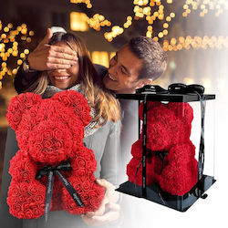 Teddy Bear Made of Artificial Red Roses in Box Aleiferopoulos Flowers