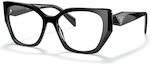 Prada Women's Acetate Butterfly Prescription Eyeglass Frames Black PR18WV 1AB1O1
