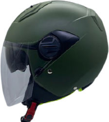 Zeus ZS-213 Jet Helmet with Sun Visor DOT / ECE 22.05 1050gr Matt Green 28605467