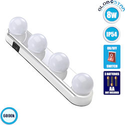 GloboStar Φωτιστικό για Καθρέφτη Μακιγιάζ LED 8W Ψυχρό Λευκό Μπαταρίας Μ30.5xΠ6xΥ6εκ.