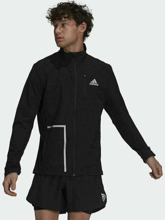 Adidas Own The Run Ανδρικό Μπουφάν Softshell Αντιανεμικό Μαύρο