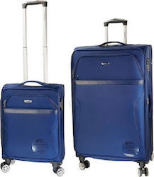 Diplomat Set de valize de călătorie Din material textil Albastru cu 4 roți Set de 2buc