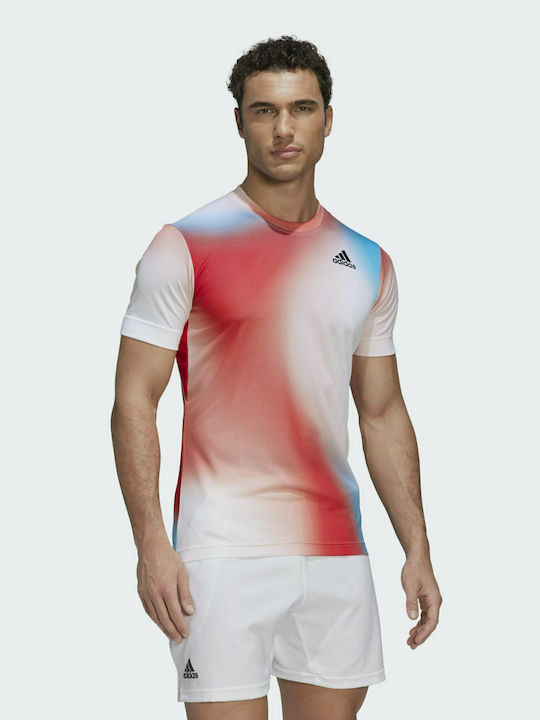 Adidas Melbourne Tennis Freelift Men's Sports T-Shirt Stamped Vivid Red