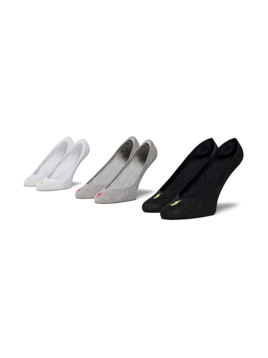Ralph Lauren Едноцветни чорапи White / Grey / Black 3 опаковки