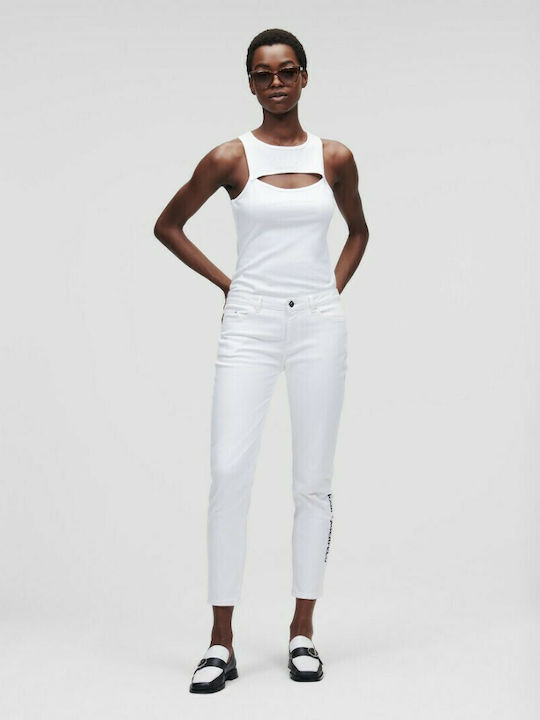 Karl Lagerfeld Дамско джинсово панталони с Нормална кройка Бял