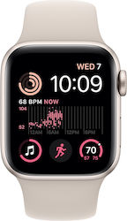 Apple Watch SE 2022 Aluminium 40mm Waterproof with Heart Rate Monitor (Starlight with Starlight Sport Band)