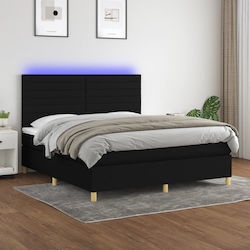 Κρεβάτι Υπέρδιπλο με Στρώμα 160x200cm Μαύρο