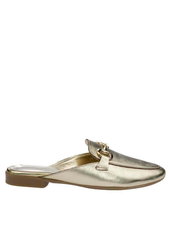 Sante Day2day Chunky Heel Leather Mules Gold