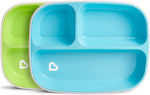 Munchkin Детска тарелка за хранене от пластмаса Light Blue/Light Green 2бр