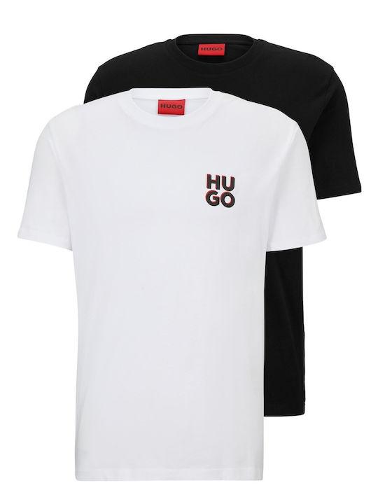 Hugo Boss Dimento 2-Pack Ανδρικό T-shirt Black/White με Λογότυπο
