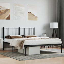 Semi-Double Bed For Mattress 120x190cm Black