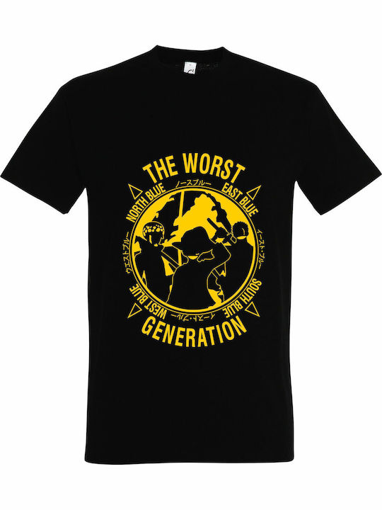 Worst Generation One Piece, Anime T-shirt One Piece Μαύρο Βαμβακερό