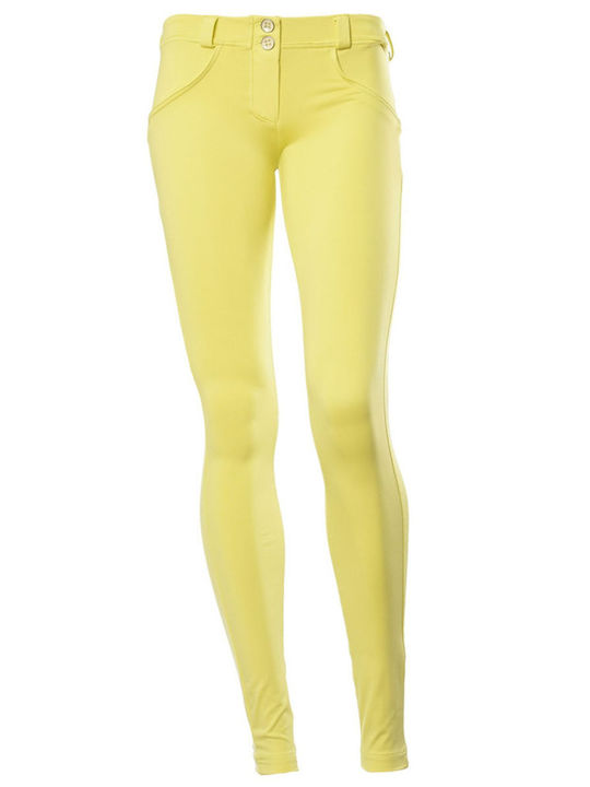 Freddy Γυναικείο Υφασμάτινο Παντελόνι Push-up σε Skinny Εφαρμογή Κίτρινο