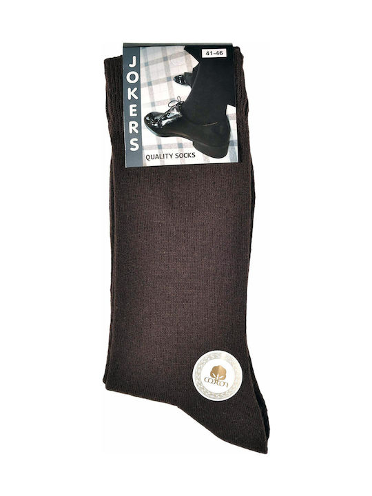 Jokers Ανδρικές Μονόχρωμες Κάλτσες Καφέ