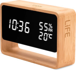 Life Fos Bamboo Επιτραπέζιο Ψηφιακό Ρολόι με Ξυπνητήρι 221-0359