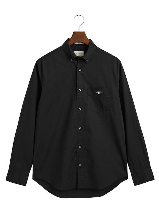 Gant Men's Shirt with Long Sleeves Regular Fit Black
