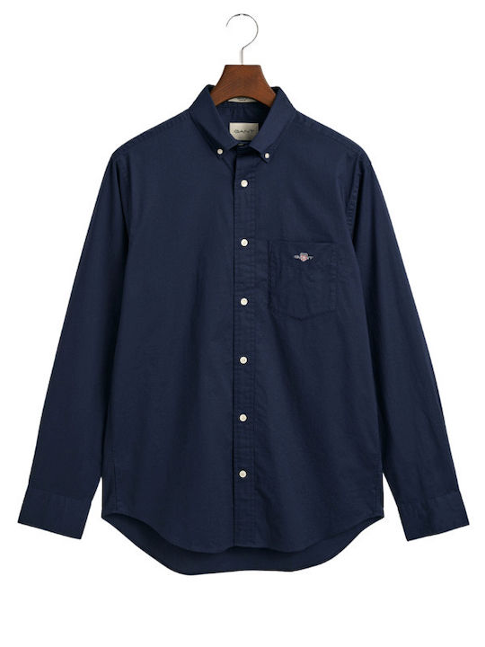 Gant Men's Shirt with Long Sleeves Regular Fit Navy Blue