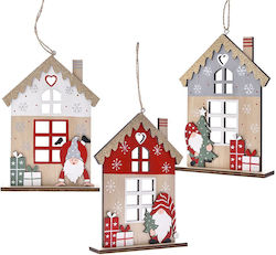 Set Christmas Tree Ornaments Wooden Houses 17x12cm 3 Pieces (Various Designs or Colors)
