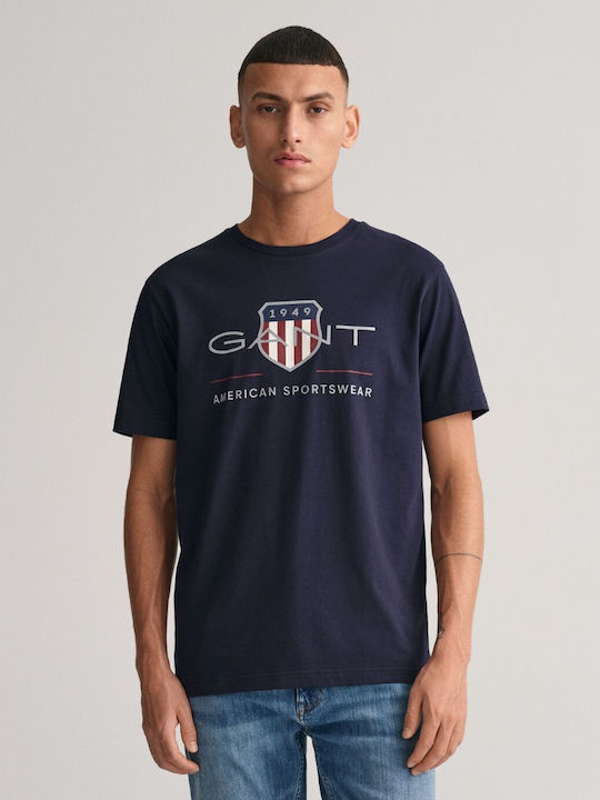 Gant Ανδρικό T-shirt Κοντομάνικο Navy Μπλε