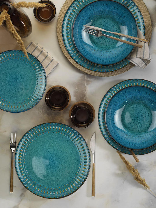 Saray Home Ceramic Dinnerware Set Turquoise 18pcs