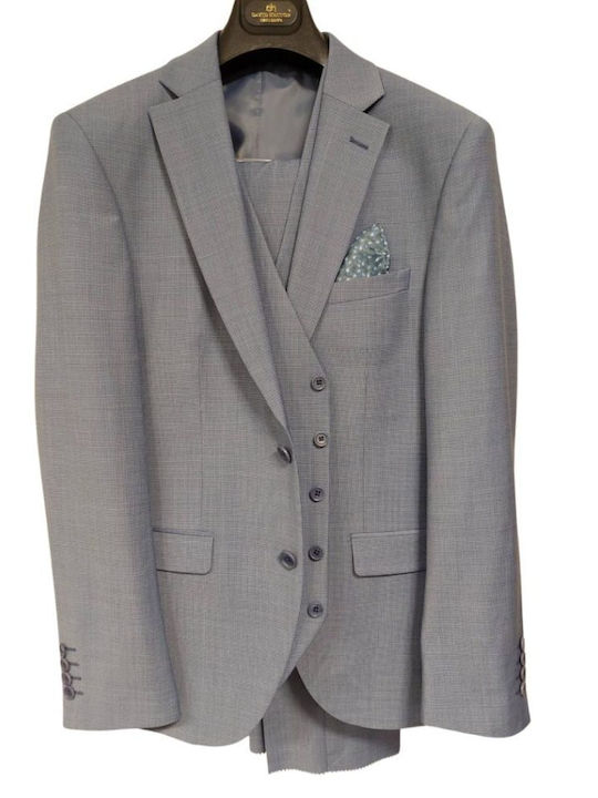 David Hector 07.33 Men's Suit with Vest LEXUS BLUE