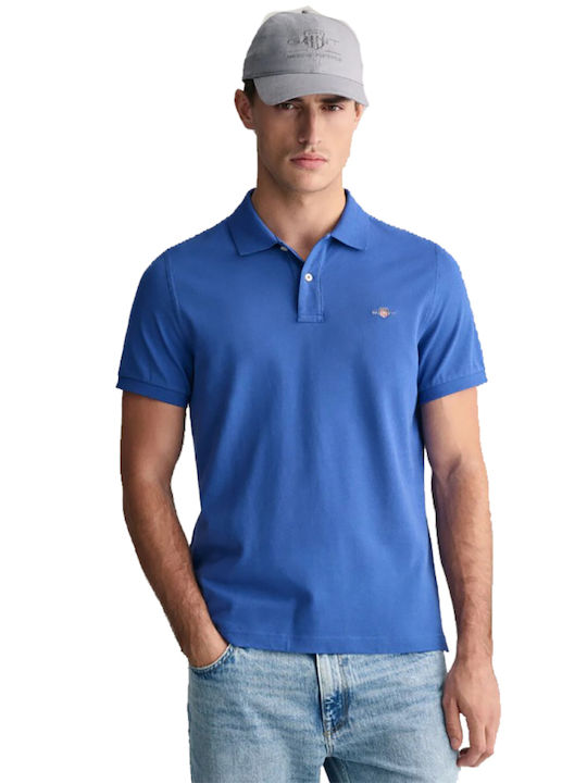 Gant Bluza pentru bărbați cu mâneci scurte Polo Albastru