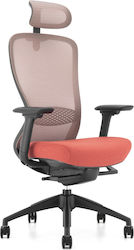 ErgoAction Action Chair VX Καρέκλα Γραφείου με Ρυθμιζόμενα Μπράτσα Μαύρο-Πορτοκαλί