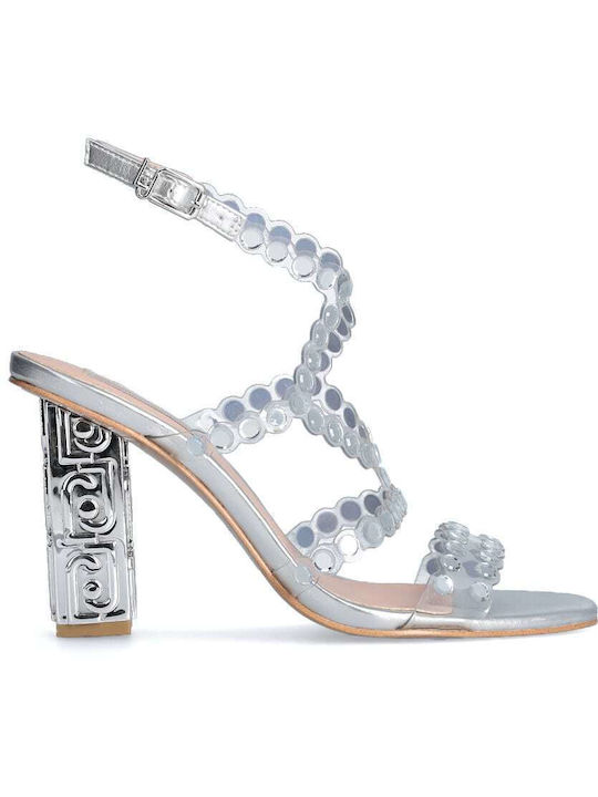 Liu Jo Дамски сандали с Чуплив Високи Токчета в сребърен Цвят