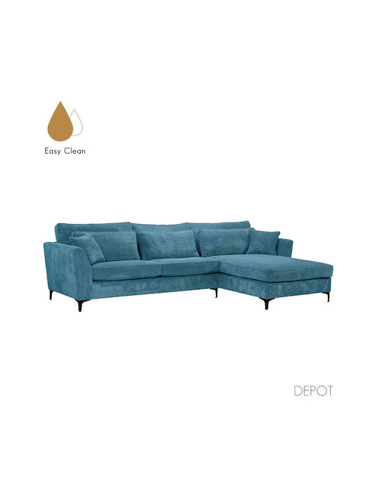 Forever Corner Fabric Sofa with Right Corner Petrol 316x185cm